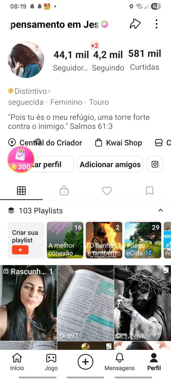Conta Kwai de Cristão com 44K+ Seguidores - Monetizada | Alto Engajamento • Muito Ativa - Preview 4