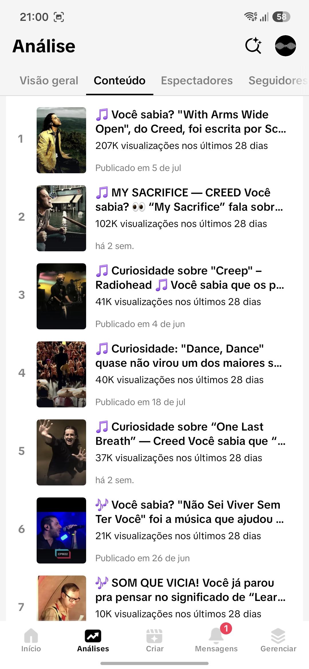 Conta Tiktok de Músicas com 10K+ Seguidores | Alto Engajamento - Preview 2