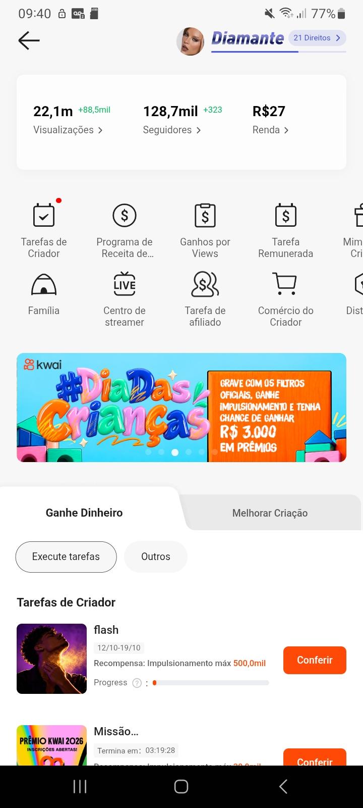 Conta Kwai de Página de Fãs com 129K+ Seguidores - Monetizada | Alto Engajamento • Muito Ativa - Preview 1