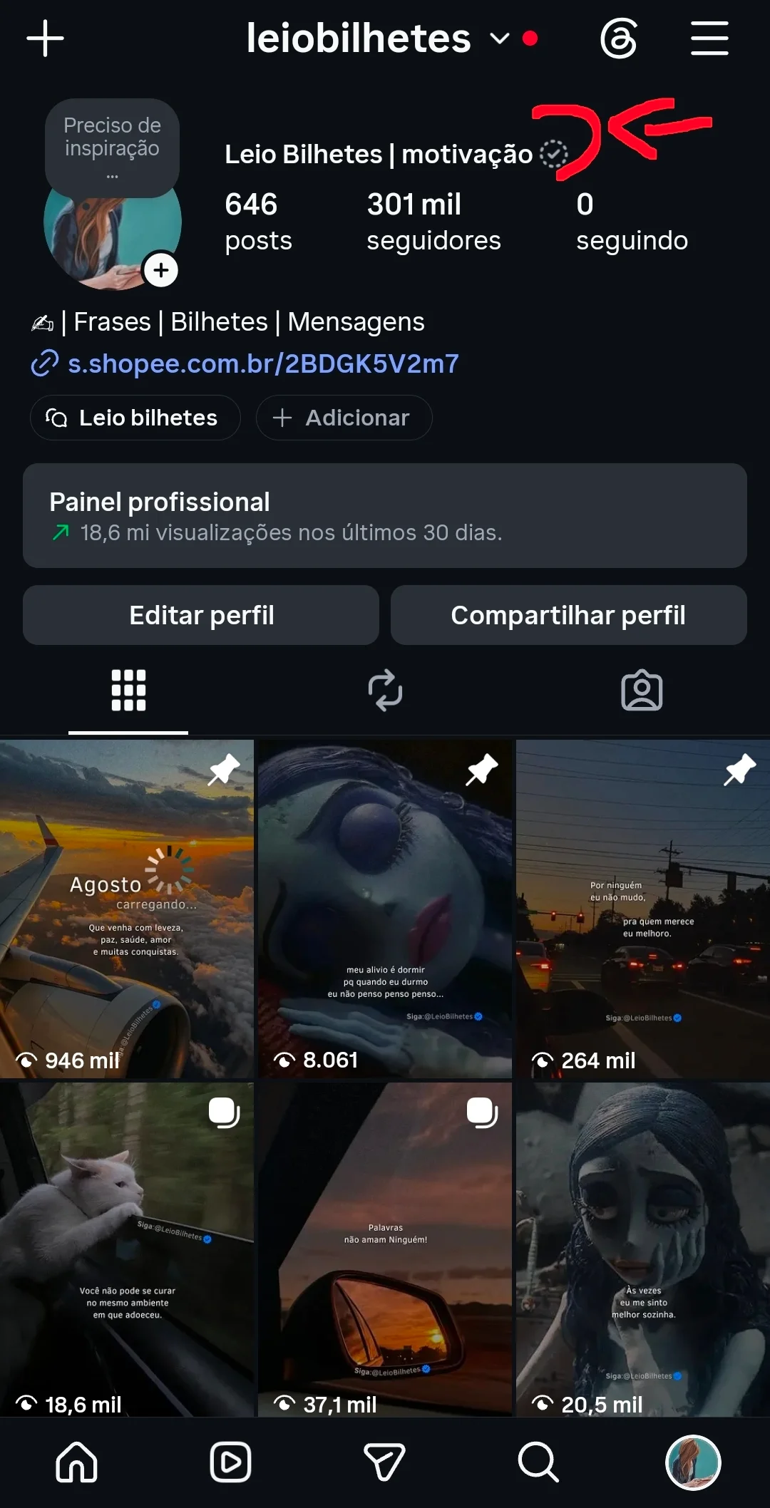 Conta Instagram de Motivação, Luxo e Empreendedorismo com 301K+ Seguidores | Alto Engajamento • Muito Ativa - Imagem Principal