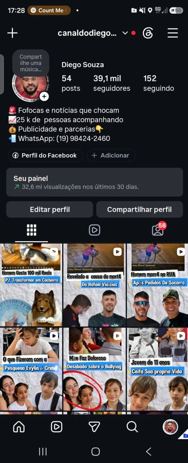Conta Instagram de Fofoca e Celebridades com 39K+ Seguidores | Alto Engajamento • Muito Ativa - Imagem Principal