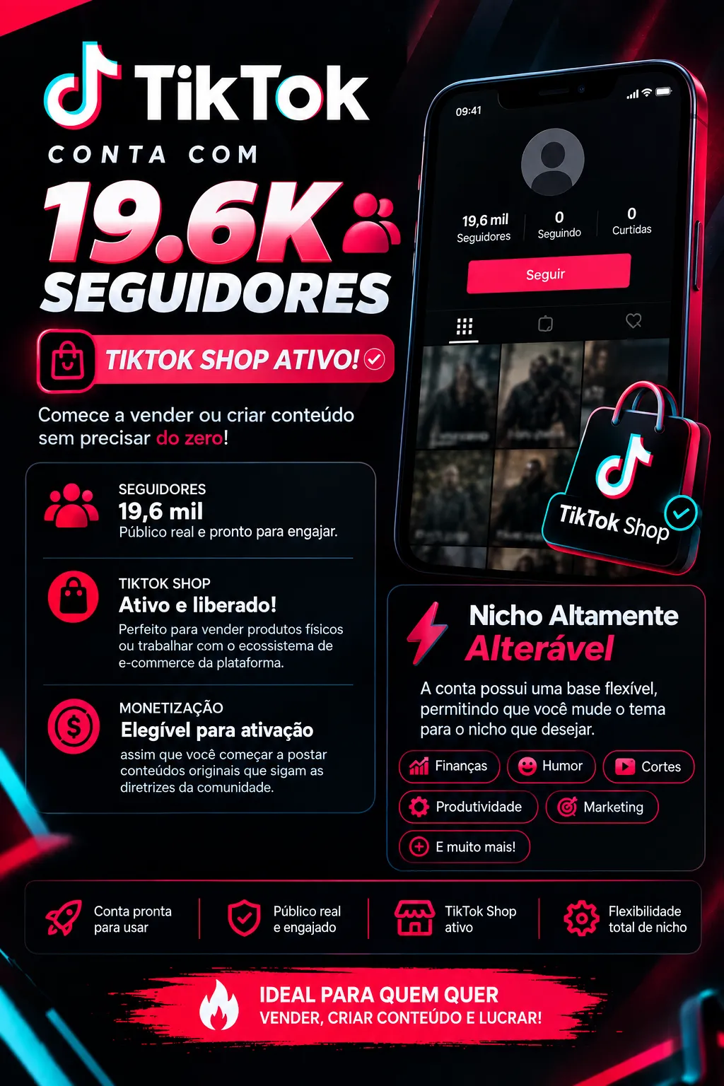 Conta Tiktok de Humor com 19K+ Seguidores | Alto Engajamento • Muito Ativa - Imagem Principal