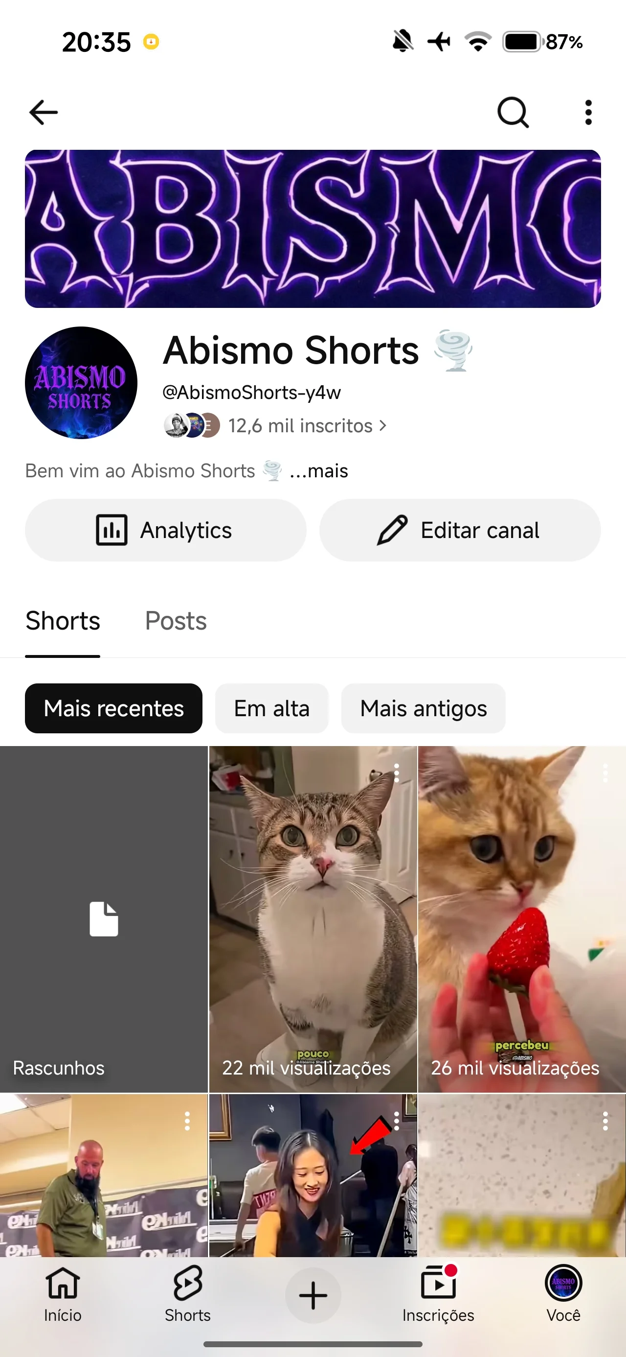 Conta YouTube de Outros com 12K+ Inscritos | Alto Engajamento • Muito Ativa - Imagem Principal