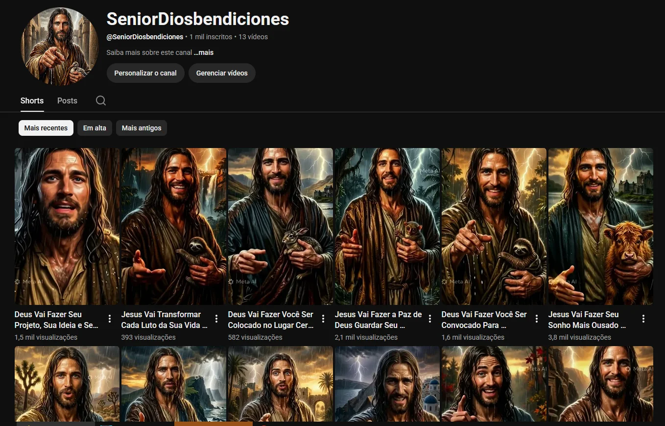 Conta YouTube de Religião e Espiritualidade com 1K+ Inscritos | Alto Engajamento - Imagem Principal