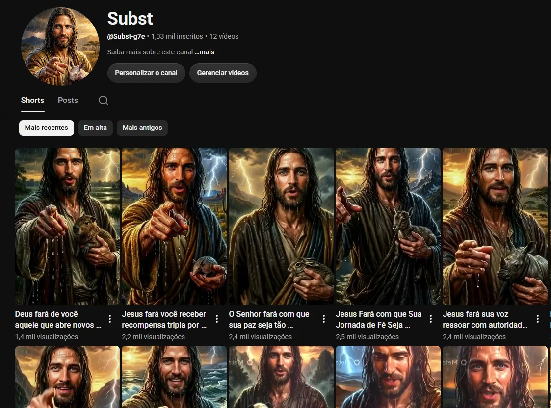 Conta YouTube de Religião e Espiritualidade com 1K+ Inscritos | Alto Engajamento • Muito Ativa - Imagem Principal