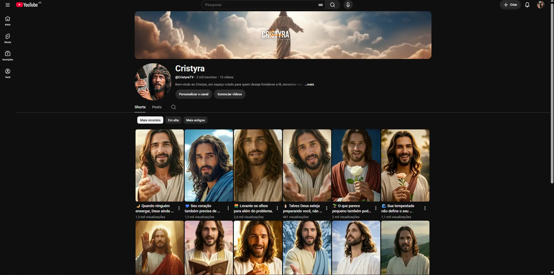 Conta YouTube de Religião e Espiritualidade com 2K+ Inscritos | Alto Engajamento • Muito Ativa - Imagem Principal