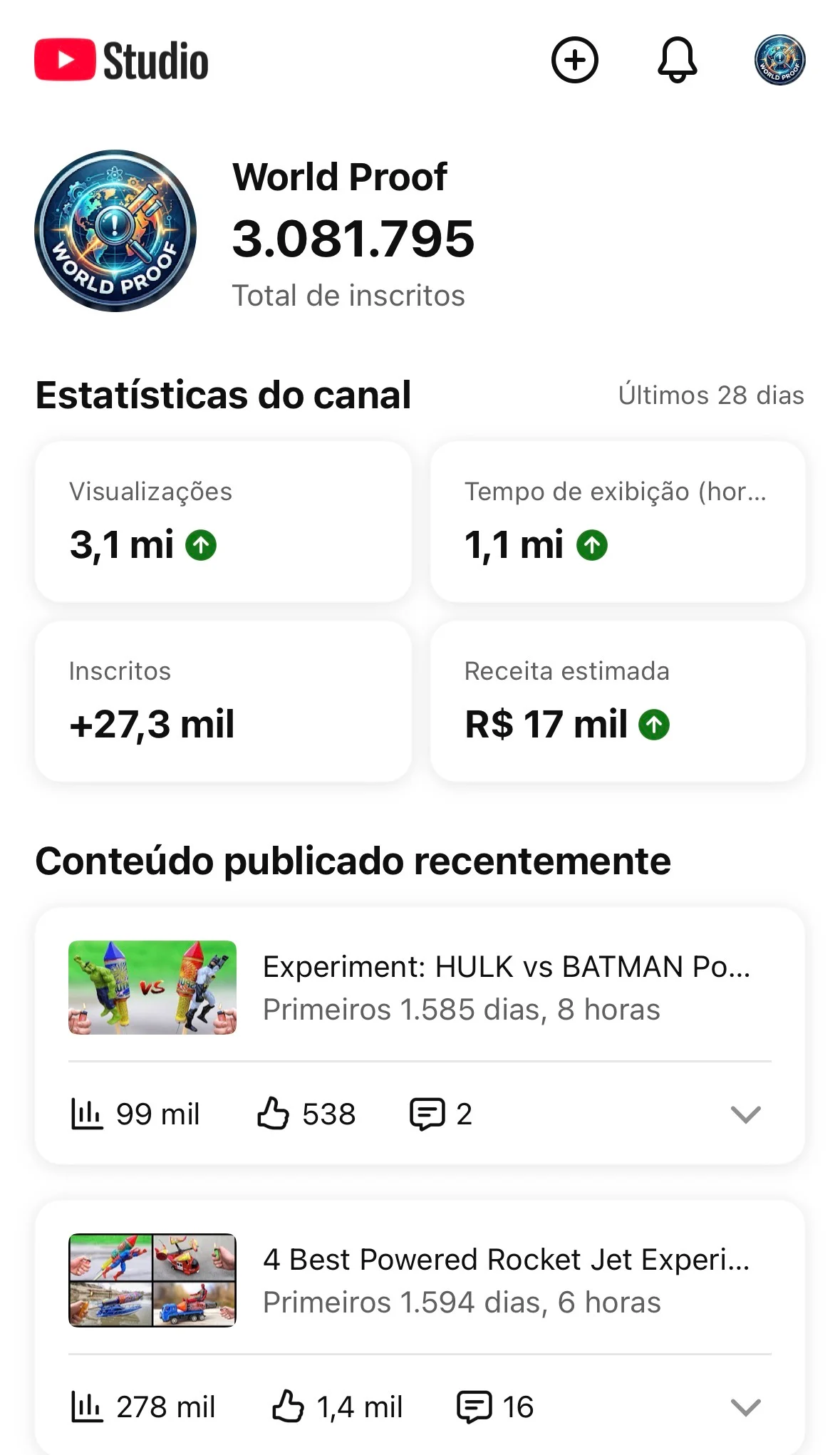 Conta YouTube de Outros com 3M+ Inscritos - Monetizada | Alto Engajamento • Muito Ativa - Imagem Principal