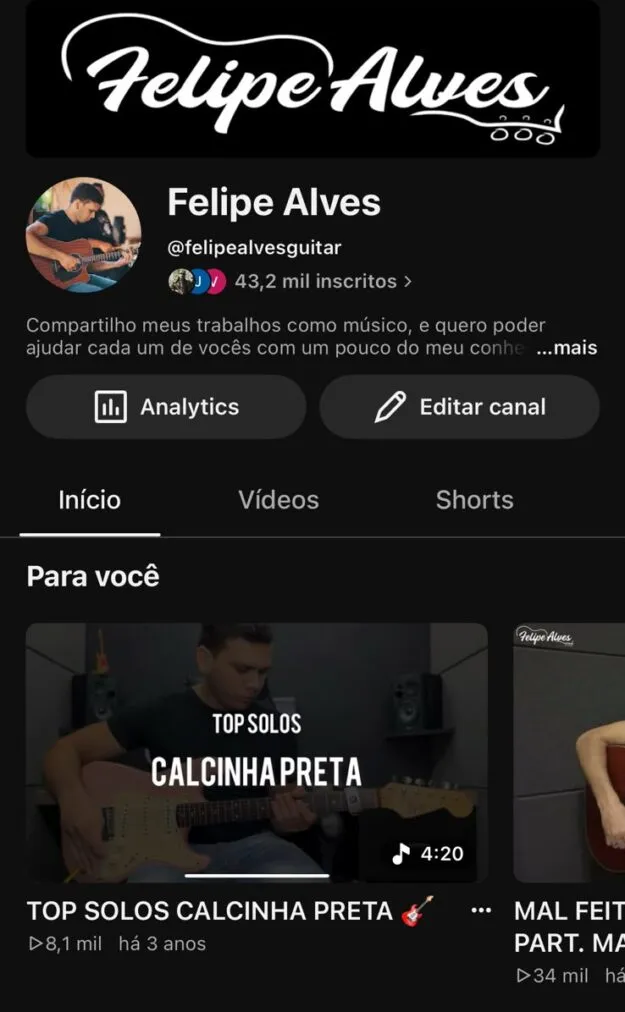Conta YouTube de Músicas com 43K+ Inscritos - Monetizada | Alto Engajamento • Muito Ativa - Imagem Principal