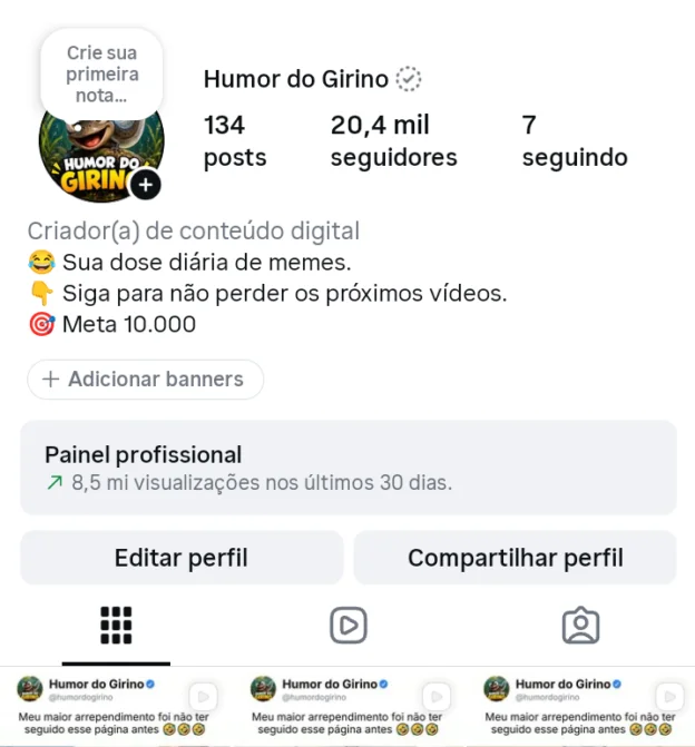 Conta Instagram de Humor com 20K+ Seguidores | Alto Engajamento • Muito Ativa - Imagem Principal