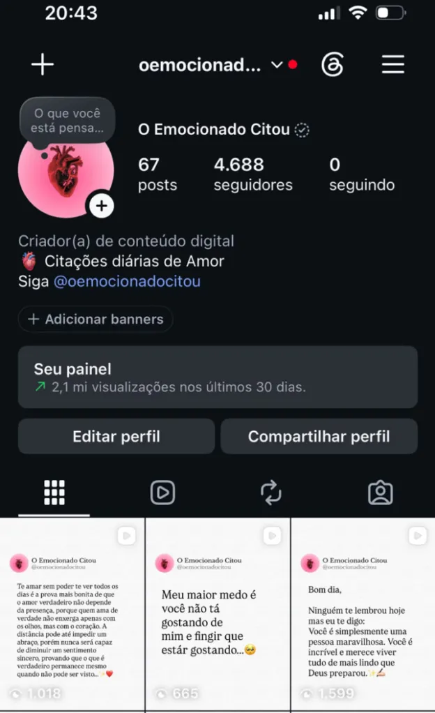 Conta Instagram de Outros com 4K+ Seguidores | Alto Engajamento • Muito Ativa - Imagem Principal