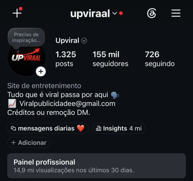 Conta Instagram de Entretenimento com 155K+ Seguidores | Alto Engajamento • Muito Ativa - Imagem Principal