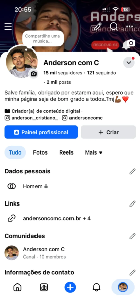 Conta Facebook de Outros com 22K+ Seguidores | Alto Engajamento • Muito Ativa