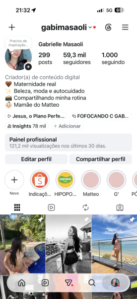 Conta Instagram de Perfil Pessoal com 59K+ Seguidores | Alto Engajamento • Muito Ativa