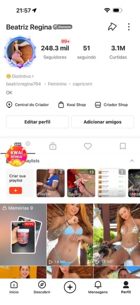 Conta Kwai de Outros com 10K+ Seguidores | Alto Engajamento • Muito Ativa