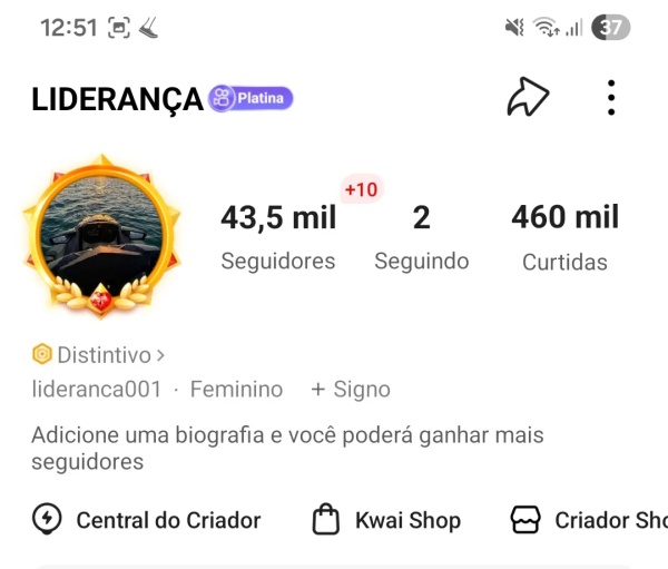 Conta Kwai de Outros com 43K+ Seguidores | Alto Engajamento • Muito Ativa