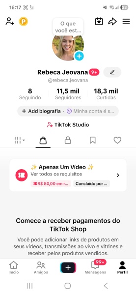 Conta Tiktok de Humor com 11K+ Seguidores | Alto Engajamento • Muito Ativa