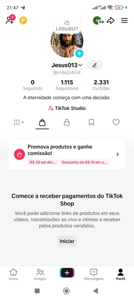 Conta Tiktok de Religião e Espiritualidade com 1K+ Seguidores | Alto Engajamento • Muito Ativa