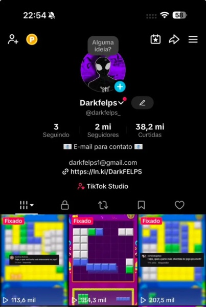 Conta Tiktok de Jogos e Games com 1M+ Seguidores | Alto Engajamento • Muito Ativa
