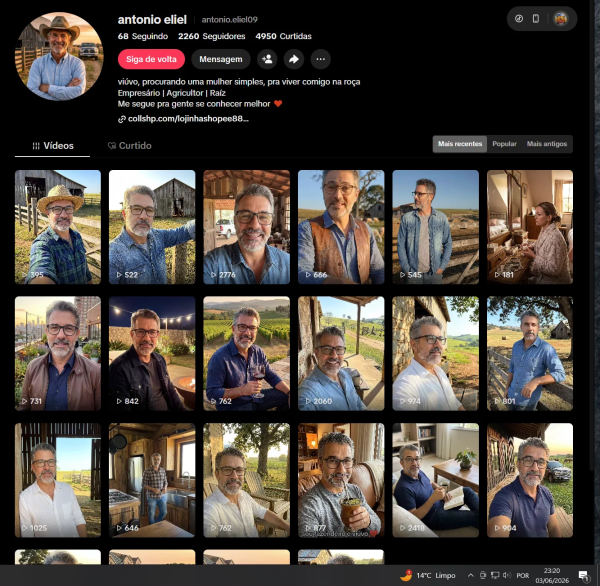 Conta Tiktok de Perfil Pessoal com 2K+ Seguidores | Alto Engajamento • Muito Ativa