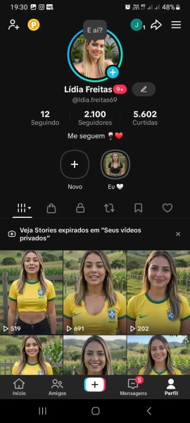Conta Tiktok de Outros com 2K+ Seguidores | Alto Engajamento • Muito Ativa