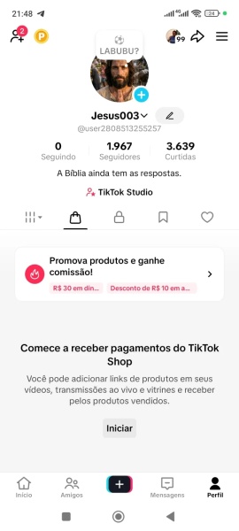 Conta Tiktok de Religião e Espiritualidade com 1K+ Seguidores | Alto Engajamento