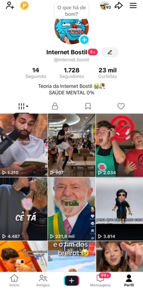 Conta Tiktok de Humor com 1K+ Seguidores | Alto Engajamento • Muito Ativa