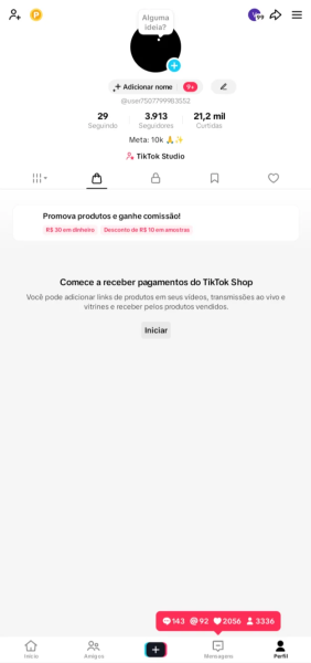 Conta Tiktok de Outros com 4K+ Seguidores | Alto Engajamento • Muito Ativa