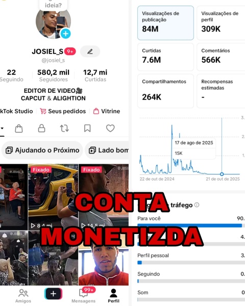 Conta Tiktok de Motivação, Luxo e Empreendedorismo com 580K+ Seguidores | Alto Engajamento • Muito Ativa