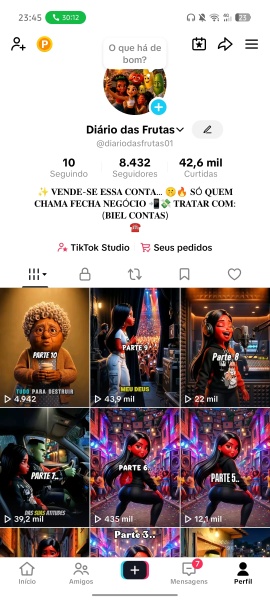 Conta Tiktok de Outros com 8K+ Seguidores | Alto Engajamento