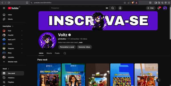 Conta YouTube de Outros com 172K+ Inscritos | Alto Engajamento • Muito Ativa