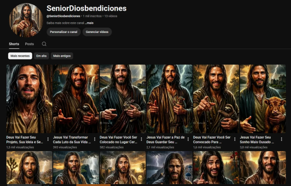 Conta YouTube de Religião e Espiritualidade com 1K+ Inscritos | Alto Engajamento