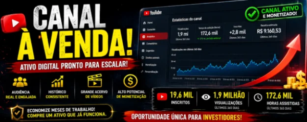 Conta YouTube de Humor com 19K+ Inscritos | Alto Engajamento • Muito Ativa