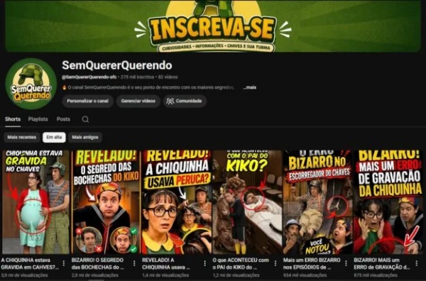 Conta YouTube de Outros com 275K+ Inscritos | Alto Engajamento • Muito Ativa