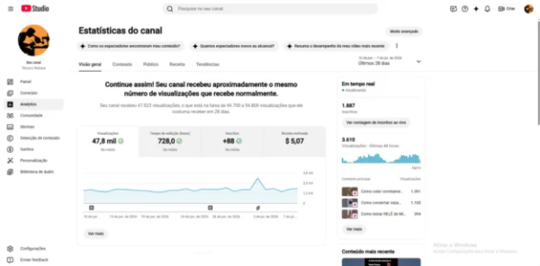 Conta YouTube de Outros com 1K+ Inscritos - Monetizada | Alto Engajamento • Muito Ativa