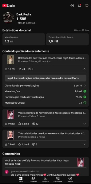 Conta YouTube de Outros com 1K+ Inscritos | Alto Engajamento • Muito Ativa
