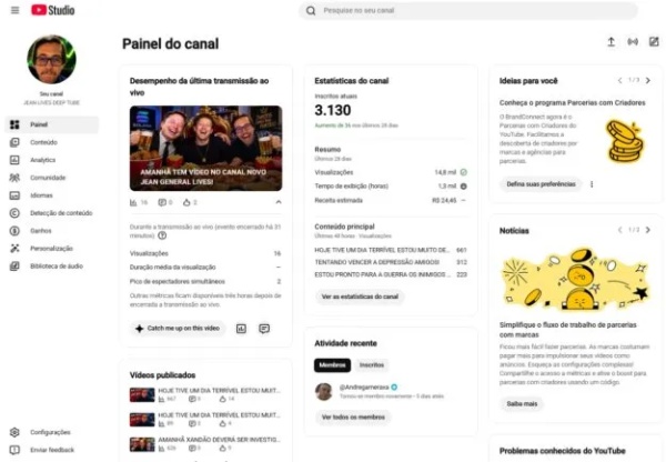 Conta YouTube de Humor com 3K+ Inscritos - Monetizada | Alto Engajamento • Muito Ativa
