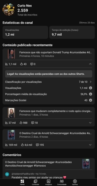 Conta YouTube de Outros com 2K+ Inscritos | Alto Engajamento