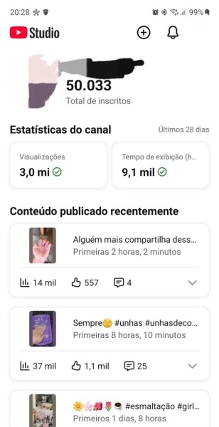 Conta YouTube de Outros com 50K+ Inscritos | Alto Engajamento • Muito Ativa