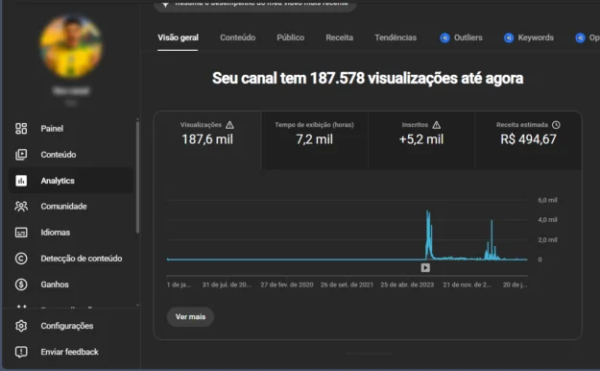 Conta YouTube de Outros com 5K+ Inscritos - Monetizada | Alto Engajamento • Muito Ativa
