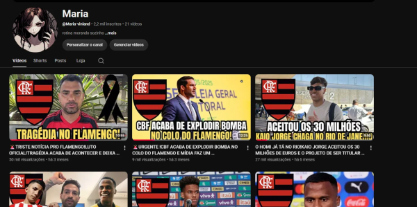 Conta YouTube de Futebol e Esportes com 2K+ Inscritos | Alto Engajamento • Muito Ativa
