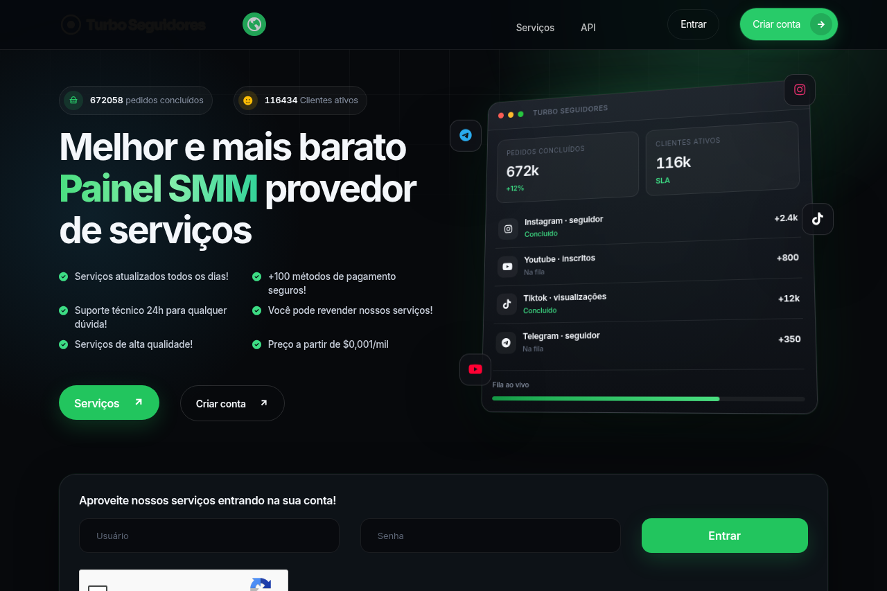 Demonstração do tema Pulso do painel de seguidores