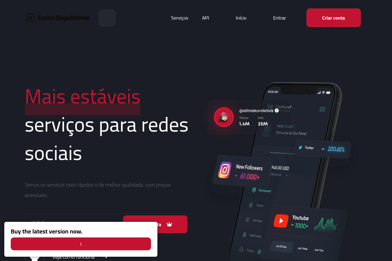 Demonstração do tema Palco do painel de seguidores